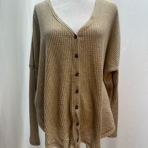 Out from Under Tan Button-Up Cardigan Top XS